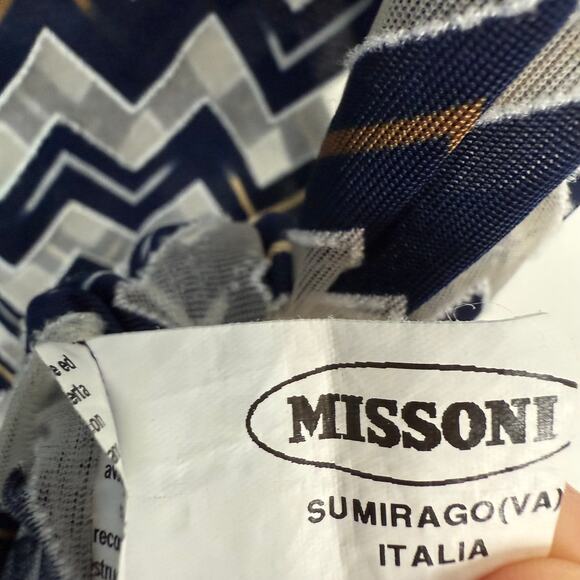 Missoni Sport Blue White Sheer Zig Zag Tunic Dress Sleeveless V-Neck 40 US 4 - Picture 4 of 11